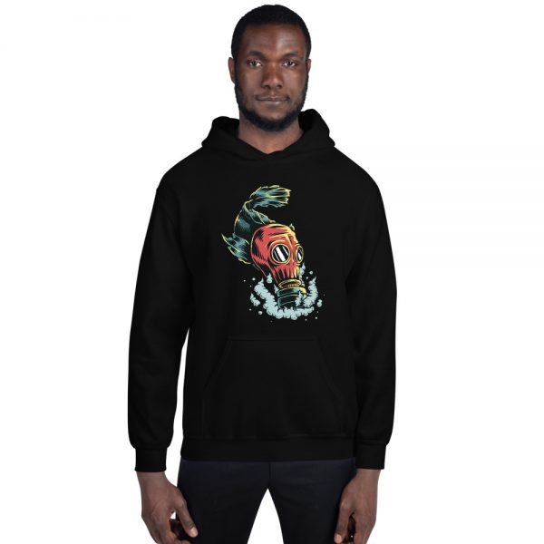 Fish Wearing Gas Mask Polluted Water Unisex Hoodie