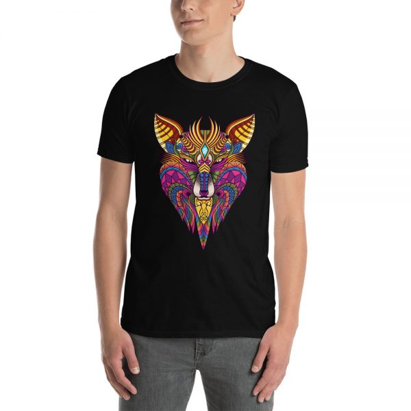Colorful Wolf Zentangle Print Short-Sleeve Unisex T-Shirt
