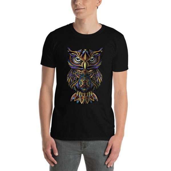 Night Owl Staring Zentangle Illustration Short-Sleeve Unisex T-Shirt