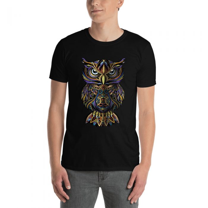 Night Owl Staring Zentangle Illustration Short-Sleeve Unisex T-Shirt