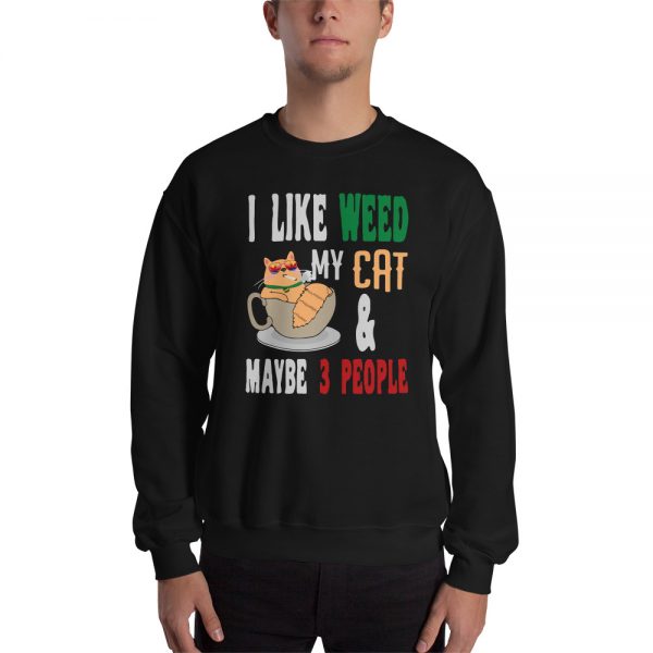I Like Weed, My Cat And May Be 3 People Funny Unisex Sweatshirt