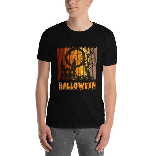 Halloween Retro Ghost House Scene Short-Sleeve Unisex T-Shirt
